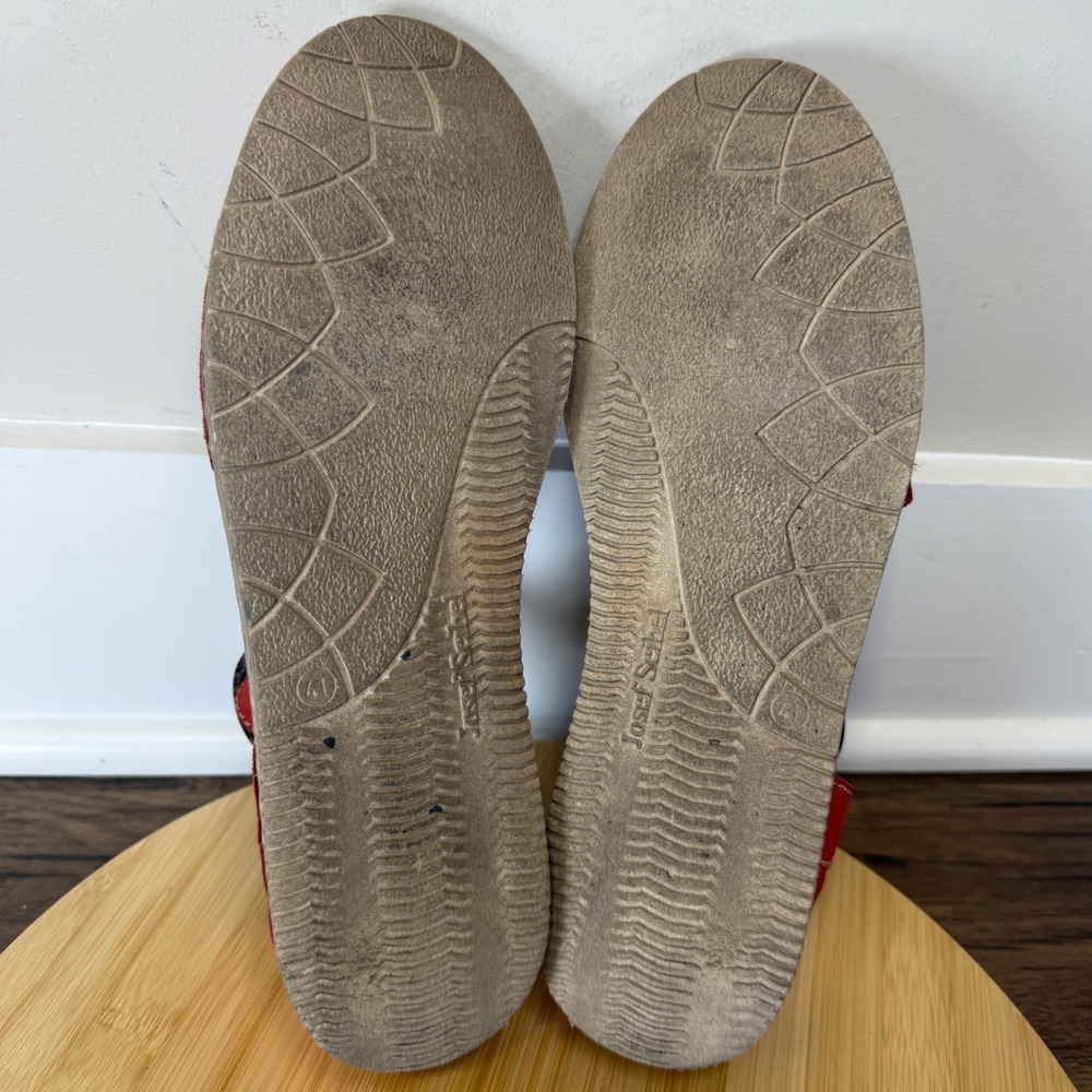 Good Josef Seibel Rosalie 13 Red Leather Flats Womens 41 Good Laser Cut Buckle - Picture 7 of 8